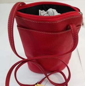 Le Donne Mini Crossbody Purse in Red Learher